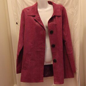 600 West Lined Leather Jacket Size Large Light Purple Crocodile Print